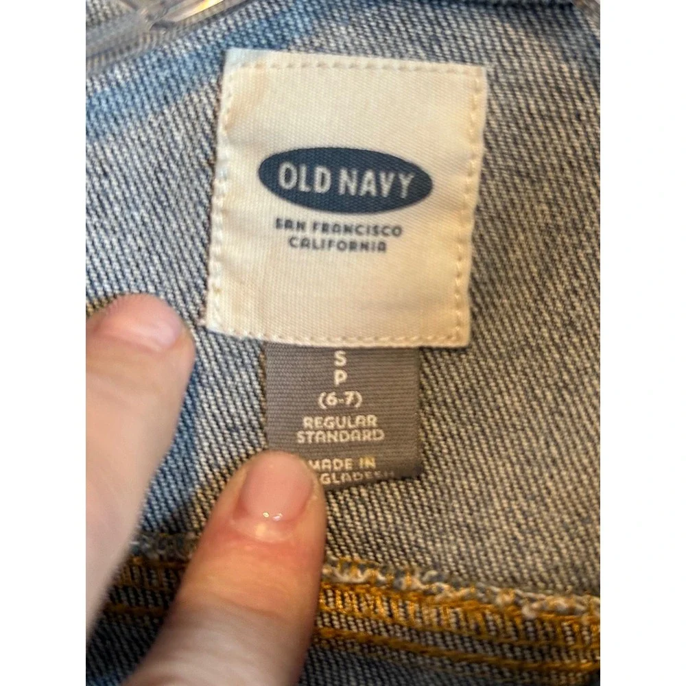 Old Navy Kids Blue Denim Trucker Jacket‎ Medium Wash Size S 6-7 Regular Spring